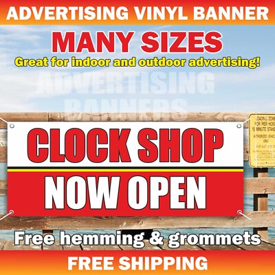 CLOCK SHOP NOW OPEN Advertising Banner Vinyl Mesh Sign Pawnshop Jewelry Watch
