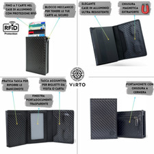 Portafoglio Uomo In Pelle PU Con Blocco RFID, Porta Carte E Monete Con Cerniera, Nero Retrò