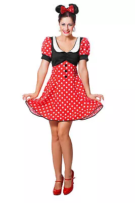Minnie Maus Damen Kostüm Gr. 36-48 – Rot -Schwarz- Weiß