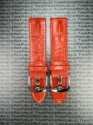 New 22mm Hornback Leather Watch Band Red Leather Strap for Breitling
