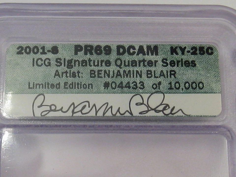 2001-s Proof Kentucky State Quarter Signed: Benjamin Blair ICG PR69DCAM. #30 - Image 3 of 4