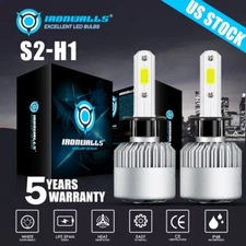 IRONWALLS H1 LED Headlight Bulb Kit High Low Beam Xenon White 6000K Super Bright