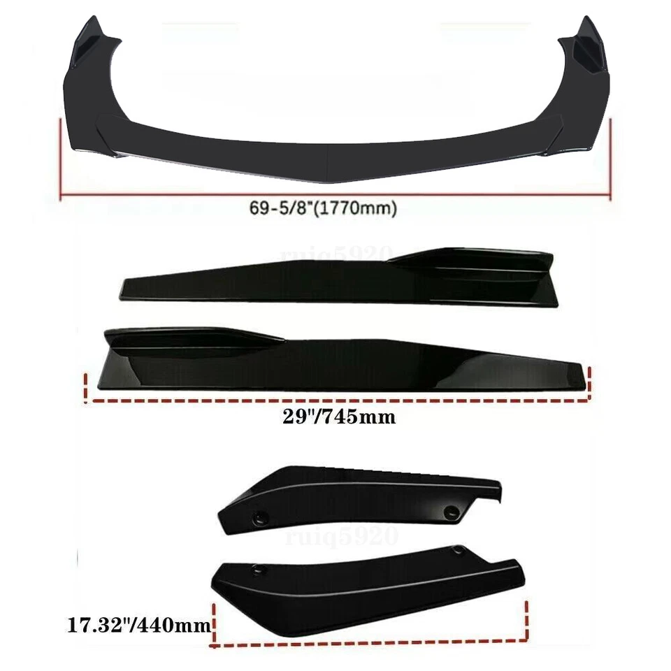 For Nissan Versa Front Rear Bumper Lip Spoiler Splitter Body Kit Side Skirt / Foto 2 de 4