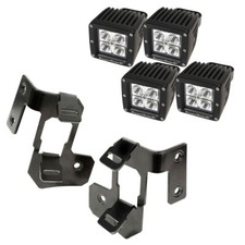 Rugged Ridge Dual A-pillar Light Kit Semi-gloss Black With Four 3 Square Led...