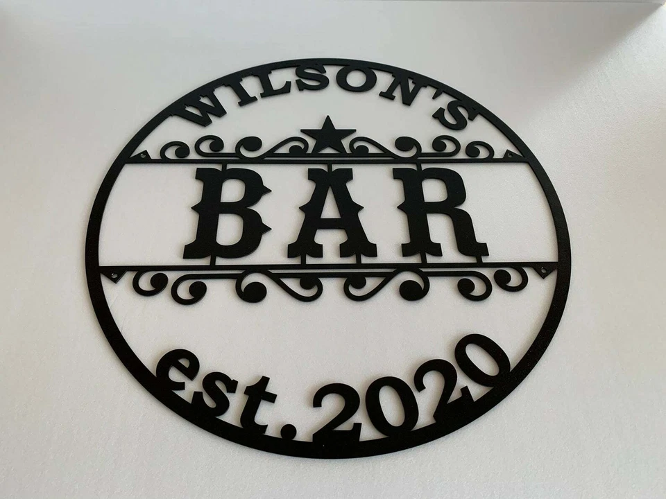 Letrero de metal personalizado con nombre de bar interior hogar exterior arte de pared establecido personalizado Foto 4 de 4