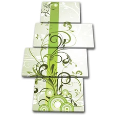 Abstract Floral Design MULTI CANVAS WALL ART Picture Print VA