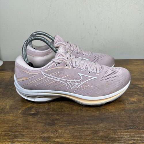 Mizuno Wave Rider 25 Pink White Shoes Women's Size 8 - Picture 1 of 8