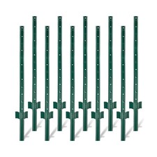 Fence Posts 4Feet - 10Pack, Heavy Duty Metal Fence Post with U-Channel, Steel...