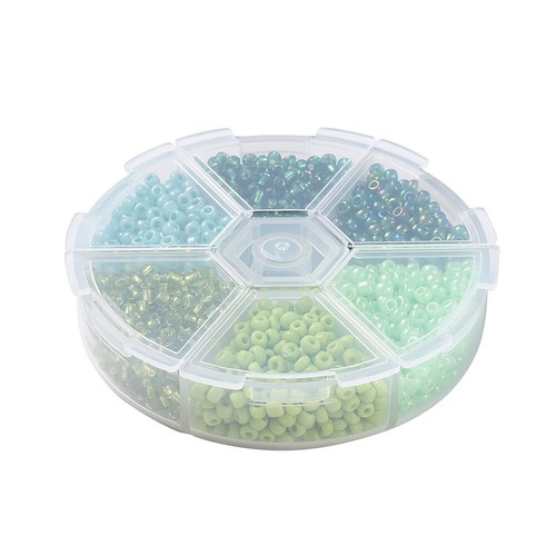3mm seed bead selection box - green mix styles + finishes - DIY jewellery making - Picture 2 of 3