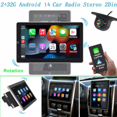 Android 14 Rotatable 10.1'' Screen Car Stereo Radio GPS Wifi Double 2DIN Carplay