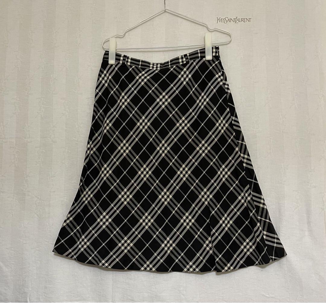 Burberry London Nova Check Skirt Size 42 Beige Plaid Vintage