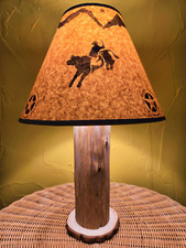 RUSTIC CEDAR LOG LAMP W/ RODEO SHADE INCLUDED...