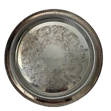 William Rogers Reticulated Tray Vintage Silverplated 15 in Emboss Etched 172 USA