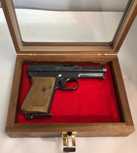 PISTOL GUN PRESENTATION CASE GLASS TOP WOOD BOX FOR MAUSER 1934 GERMAN FIREARM - 第 4/12 張圖片
