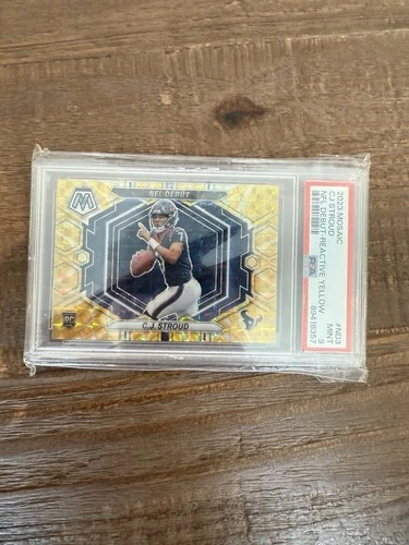 Panini 2023 Mosaic C.J. Stroud NFL Debut ND-3 Reactive Yellow PSA 9 RC