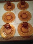 Vintage 1960 Indiana Amber Glass Snack Dish Set — photo 2