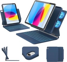 ZYNTHRALIX Blue Detachable Backlit Trackpad Keyboard Case iPad 10th/11th