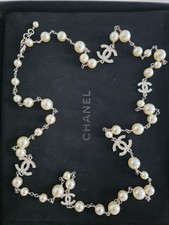 Genuine Chanel white Ivory Pearl Necklace With Box 106cms CC 