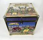 TMNT Teenage Mutant Ninja Turtles Storage Box Wood Toy Chest Trunk 1980s Vintage