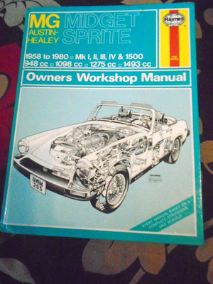HAYNES MG MIDGET AUSTIN HEALEY SPRITE MANUAL 1958 / 80 HARD BACK /VERY NICE