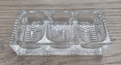 Vintage 5'' Triple Glass Relish or Salt Cellar Dish - Makers Mark D in a Diamond
