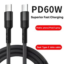 60W USB-C Charger Cable 5A with Power Delivery and Data Transfer USB Cable
