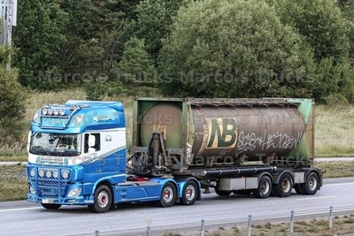 LKW Foto Volvo FH TankContainer-Sattelauflieger Schweden blau BULK & CONT #p1dn