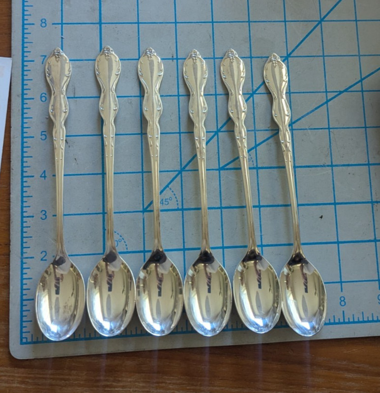 SET  Of 6 Wm Rogers Mfg Extra Plate Silver Original Ice Tea Spoons 7-inches long