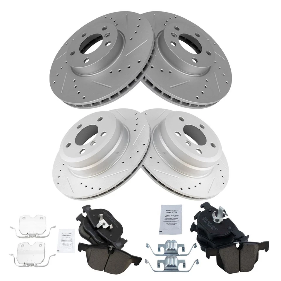TRQ Front and Rear Brake Pad & Drilled Rotors Kit Fits 2007-2018 BMW X5 11-18 X6 Foto 2 de 4