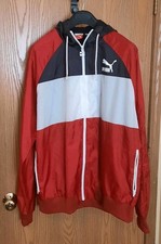 Puma Vintage Rare Glanz Heritage Mens Hooded Red White And Black Jacket Size XXL