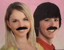 10 Pc Self Adhesive Fake Mustache Kit Black Costume Party Facial Hair Set.  NEW