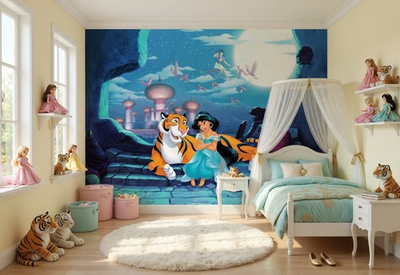 #ad #ad Princess Bedroom Aladdin Wallpaper Mural Disney Jasmine blue wall DECOR 12x8 ft $79.39