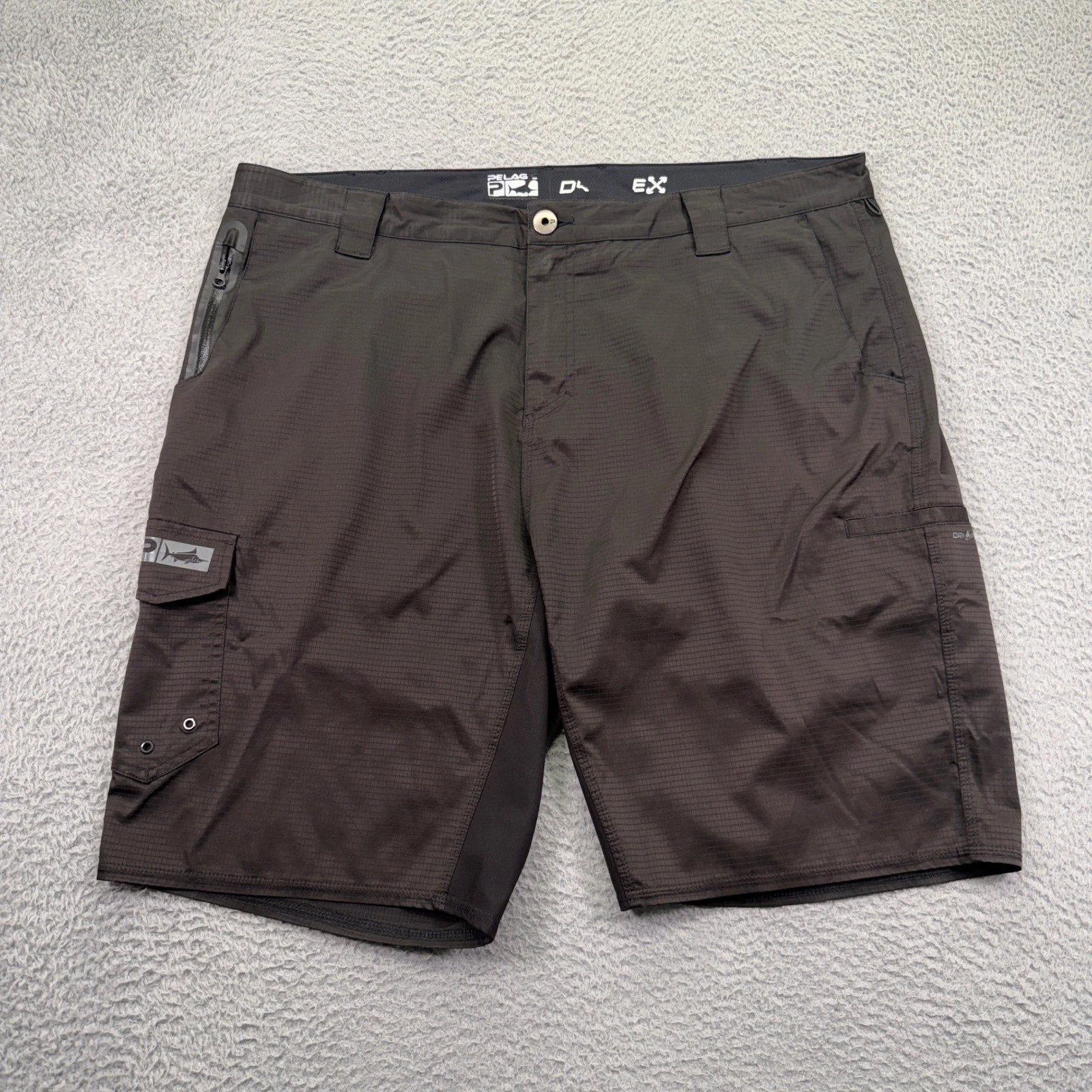 Pelagic Cargo Shorts Mens 40 Black Dri Flex Hybrid Fishing Ripstop Stretch
