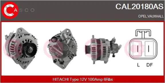 Alternatore con puleggia cinghia Poly-V CAL20180AS CASCO per OPEL ASTRA H