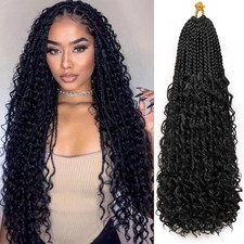 Goddess Boho Crochet Box Braids Hair Looped Extensions With Curly Ends for Women
