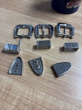 vintage solid brass belt buckle set lot