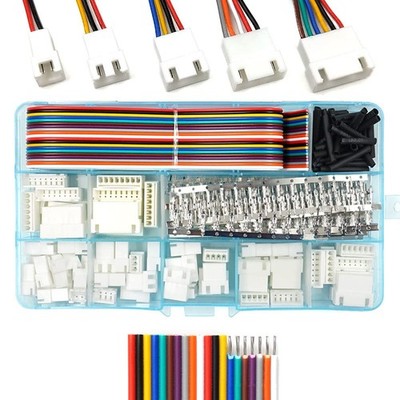 XH 2,54 mm Stecker Buchse Pin Header und Flachbandkabel Drähte Kit kompatibel wi