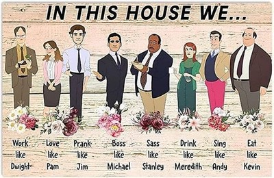 Vintage This House Tin Metal Signs 8x12 We Work Like Dwight Prank Like Jim Love