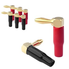 VCELINK Right Angle Banana Plugs 4 Pairs/8 Pack, 37 millimeters, Black, Red