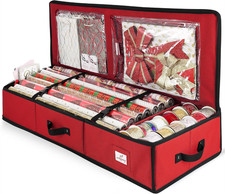 Wrapping Paper Storage Container - Christmas Storage Bag with Interior Pocket...