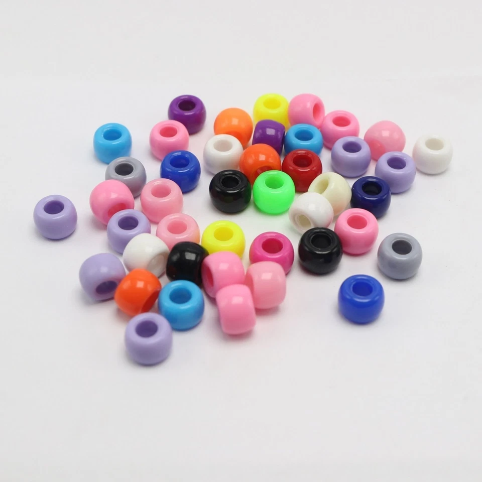 200pcs Acrylic Barrel Pony Beads - 8x6mm Mixed Colors for Kids Crafts & Kandi Br - Image 3 of 4
