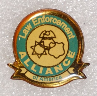 Law Enforcement Alliance Pinback Button Metal Shield Badge Design