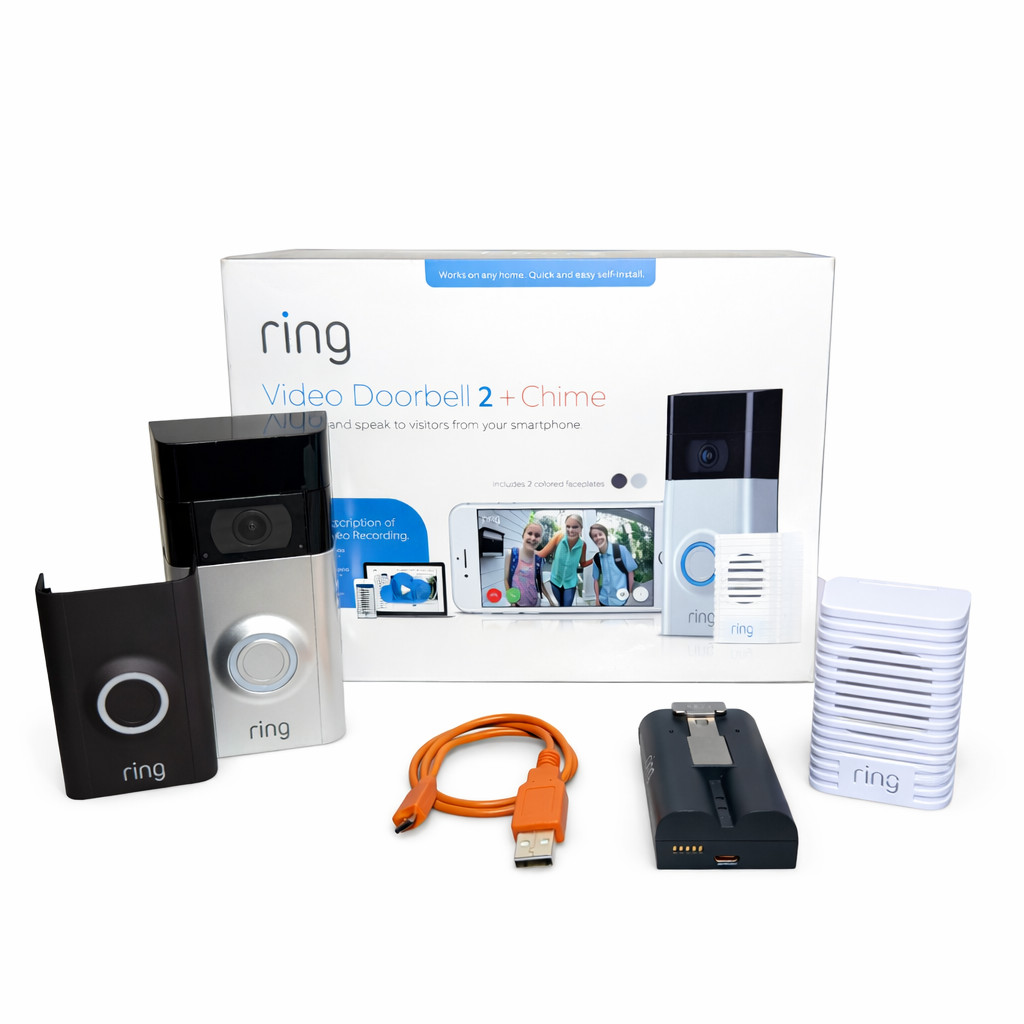 Ring Video Doorbell 2 + Chime Bundle Battery WiFi Camera Complete Kit Tested