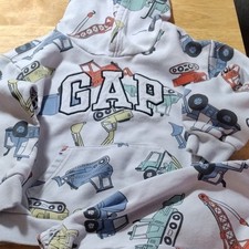 GAP Construction Graphic Hoodie  Pants 2-Piece Fleece Set Gray 5 Years