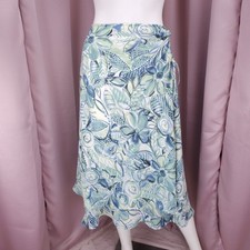 Emma James Women's Floral Chiffon Lined Faux Wrap Midi A-Line Skirt 12