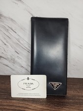 ☆VINTAGE☆ ~ORIGINALE PRADA PELLE NERA SAFIANO UNISEX CARTA DI CREDITO~ ☆RARA-BELLA☆ 