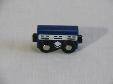 Magnetic Wooden Train Passenger Car for Thomas/Brio Track, Blue, Unmarked