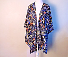 Time And Tru Women  s Floral Layering Kimono Top Black One Size NWT