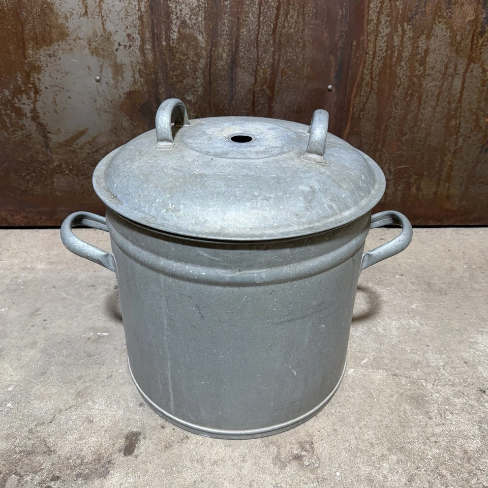 Alter Zink Topf großer Einwecktopf Kochtopf Zinktopf Einkochtopf / H32 D36,5 cm - Bild 2 von 4