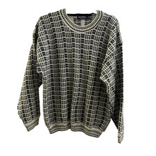 Vintage Scandia Knit Sweater XL Windowpane Pullover 90s USA Made Washable